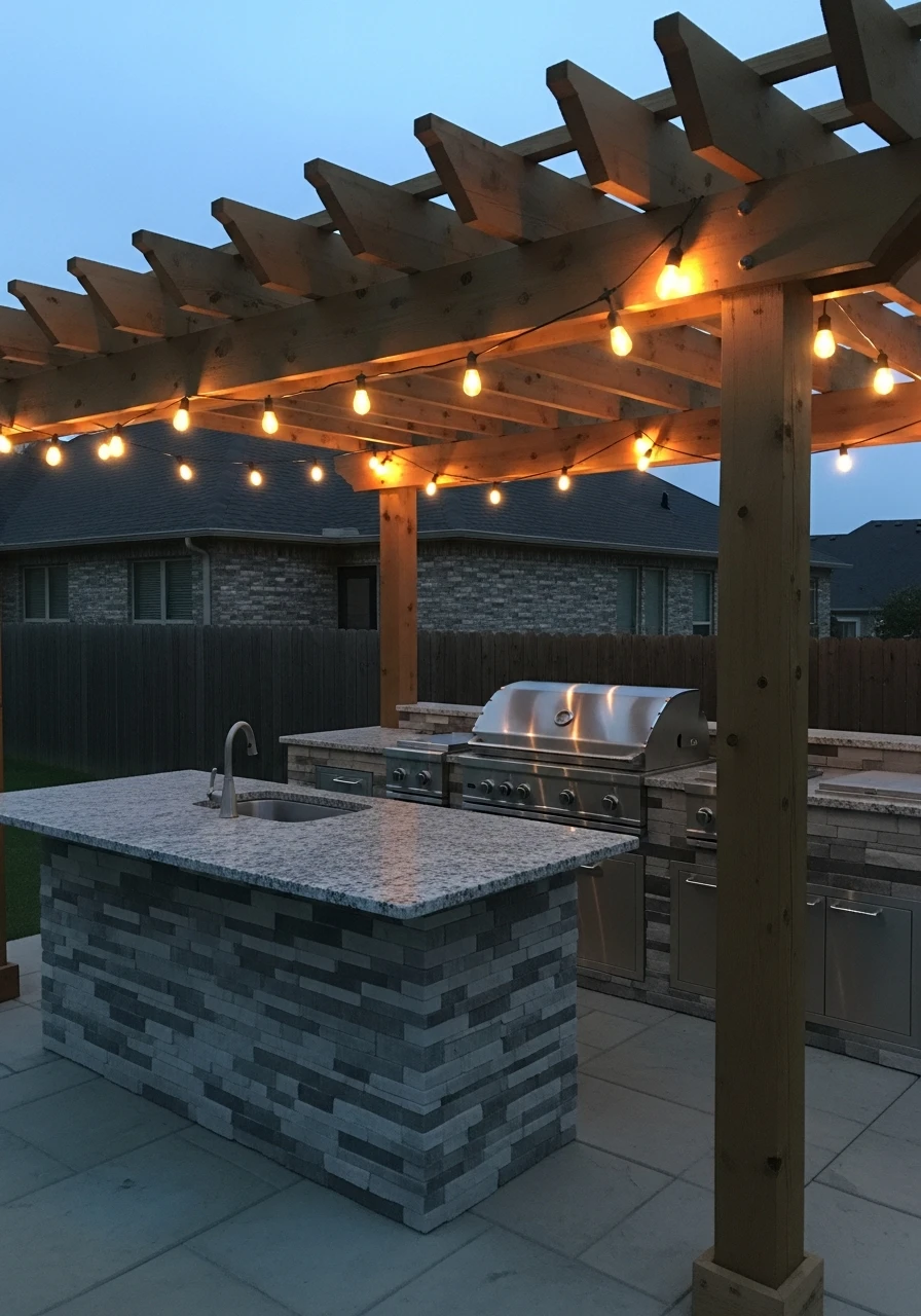 Ambiance With String Lights - 50 Outdoor Kitchen Design Ideas For A High-End Patio Look