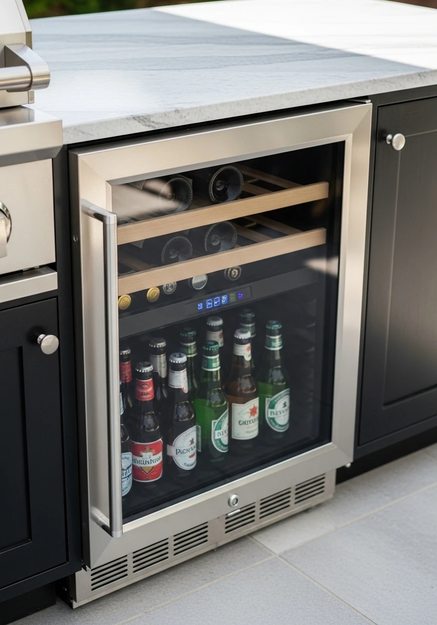 Built-In Wine Cooler - 50 Outdoor Kitchen Design Ideas For A High-End Patio Look