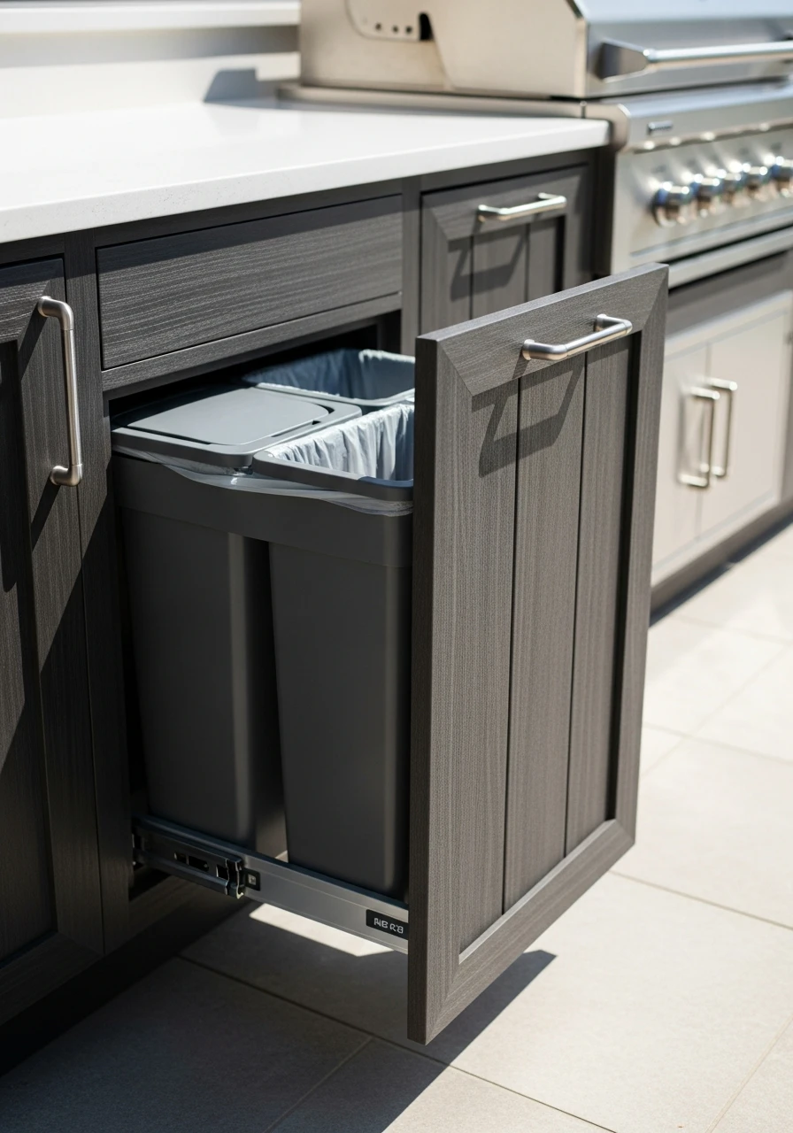 Hidden Trash Station - 50 Outdoor Kitchen Design Ideas For A High-End Patio Look