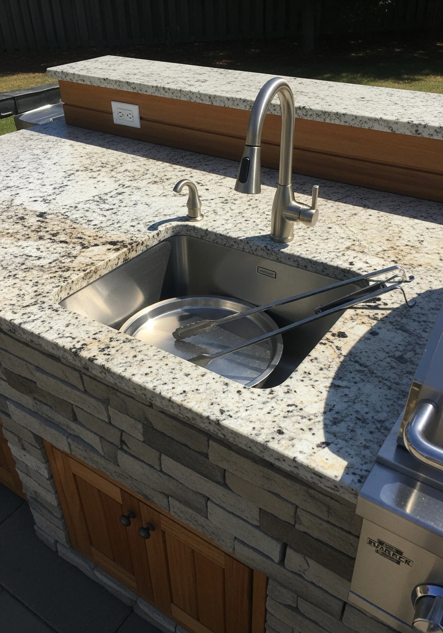 Built-In Outdoor Utility Sink - 50 Outdoor Kitchen Design Ideas For A High-End Patio Look
