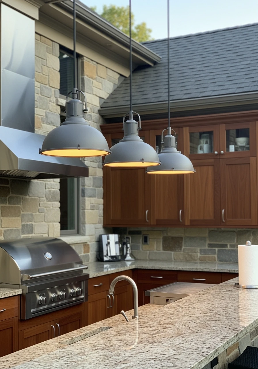 Stylish Pendant Lighting - 50 Outdoor Kitchen Design Ideas For A High-End Patio Look