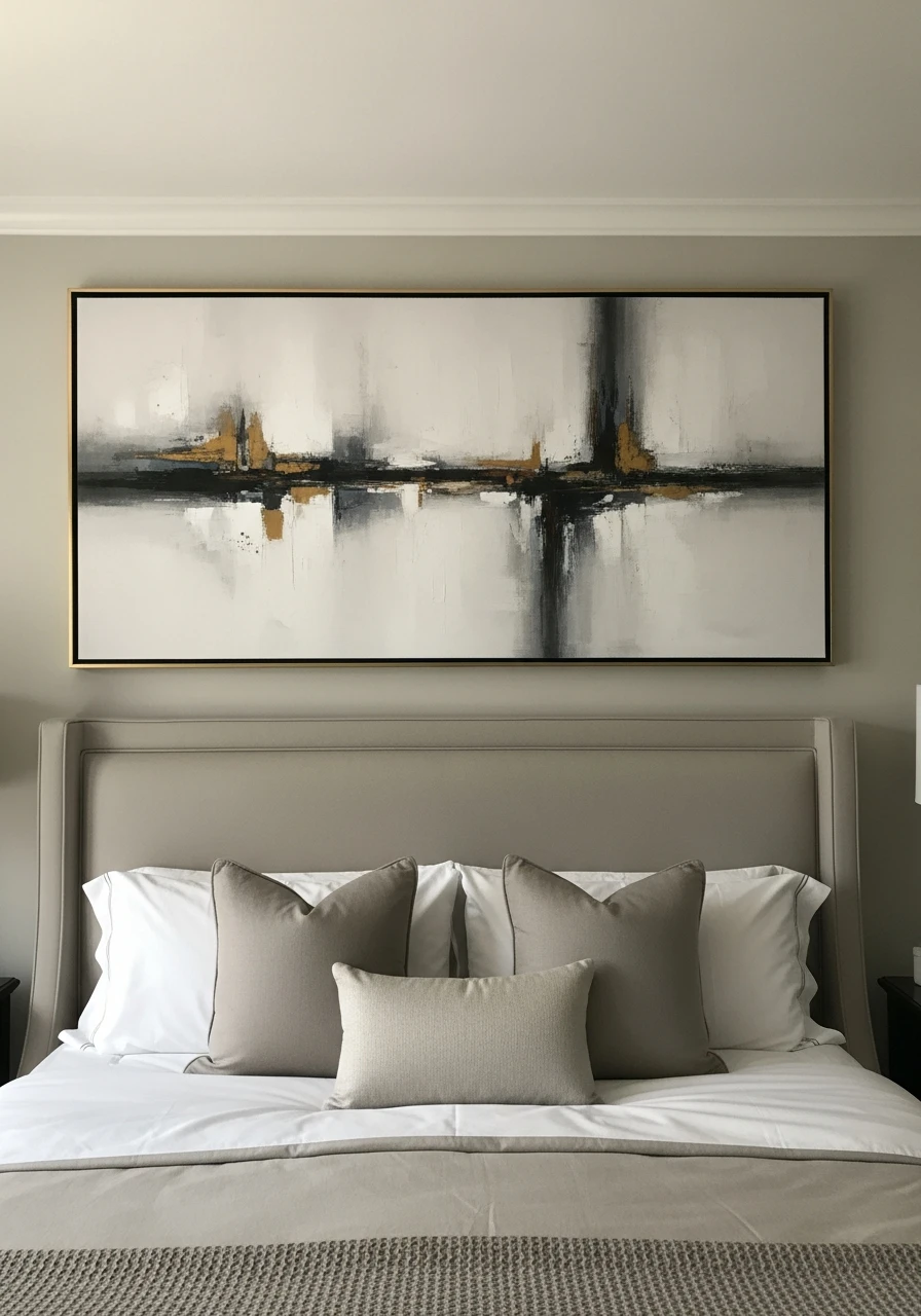 Big Art Makes A Statement - 50 Genius Over the Bed Wall Decor Ideas That Look Expensive