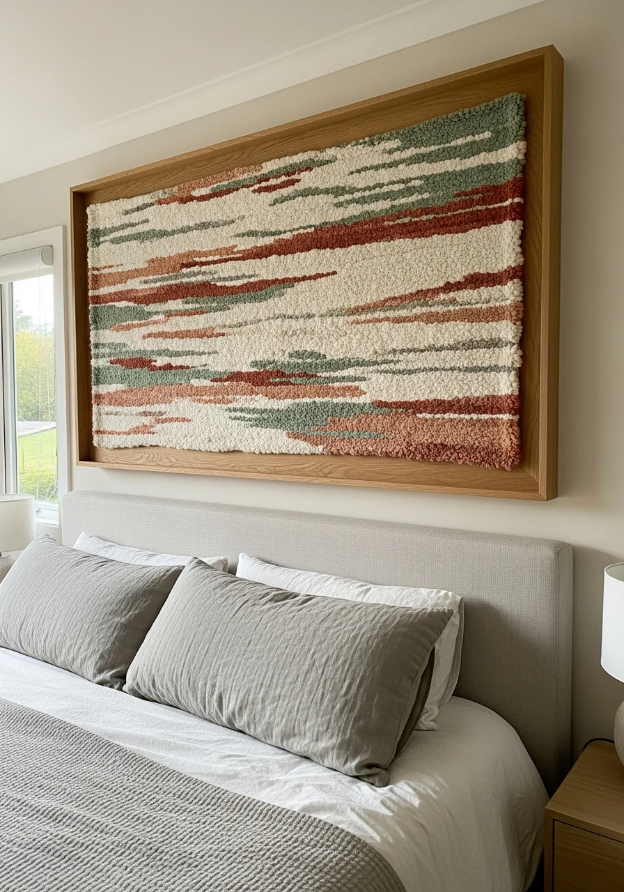 Softness In Framed Fabric - 50 Genius Over the Bed Wall Decor Ideas That Look Expensive