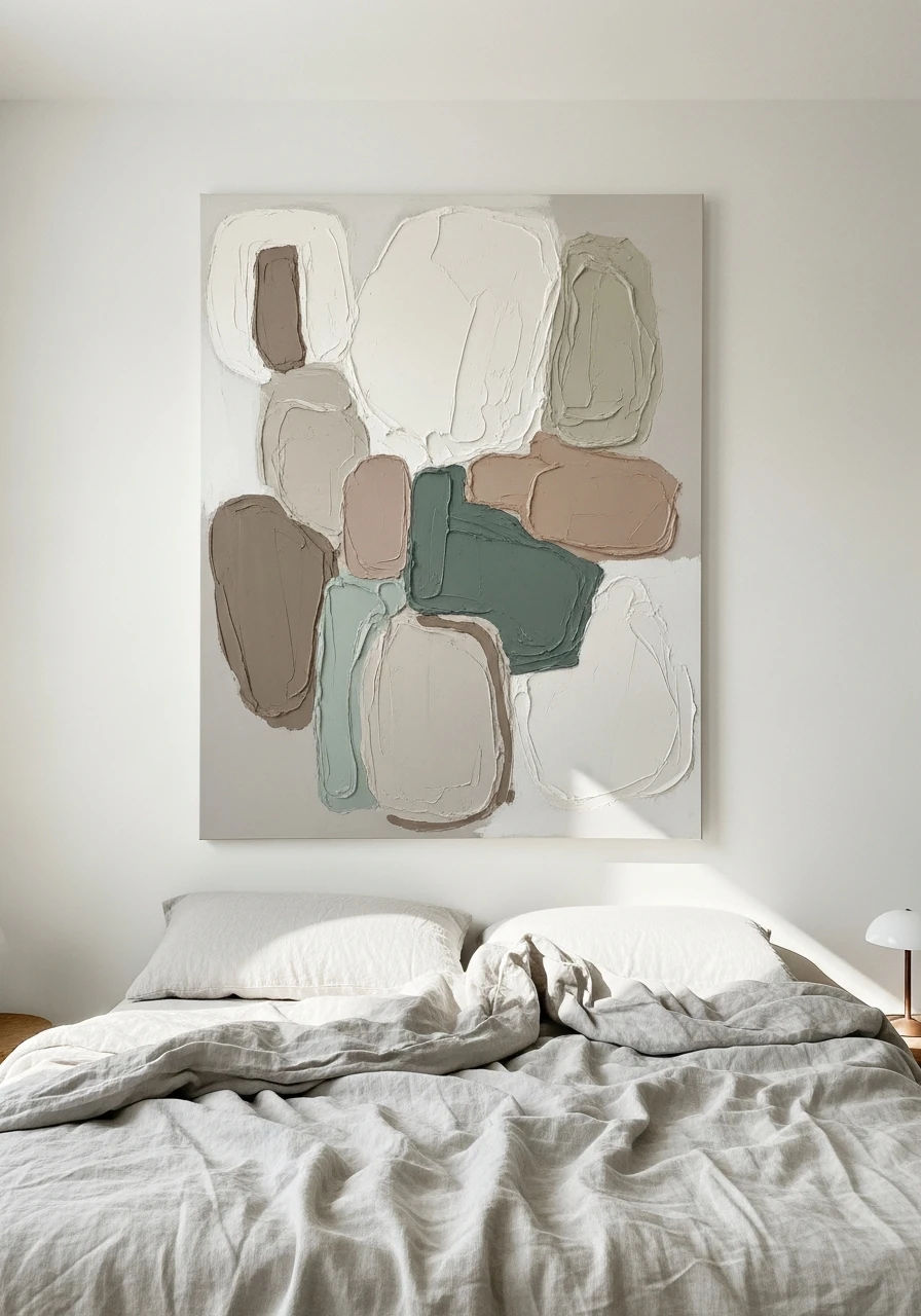 Modern Abstract Canvas Art - 50 Genius Over the Bed Wall Decor Ideas That Look Expensive