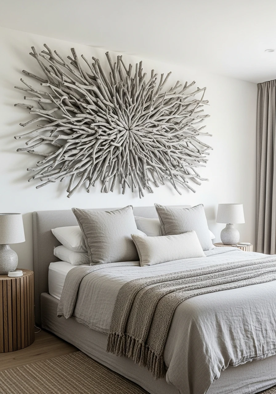 Coastal Driftwood Texture - 50 Genius Over the Bed Wall Decor Ideas That Look Expensive