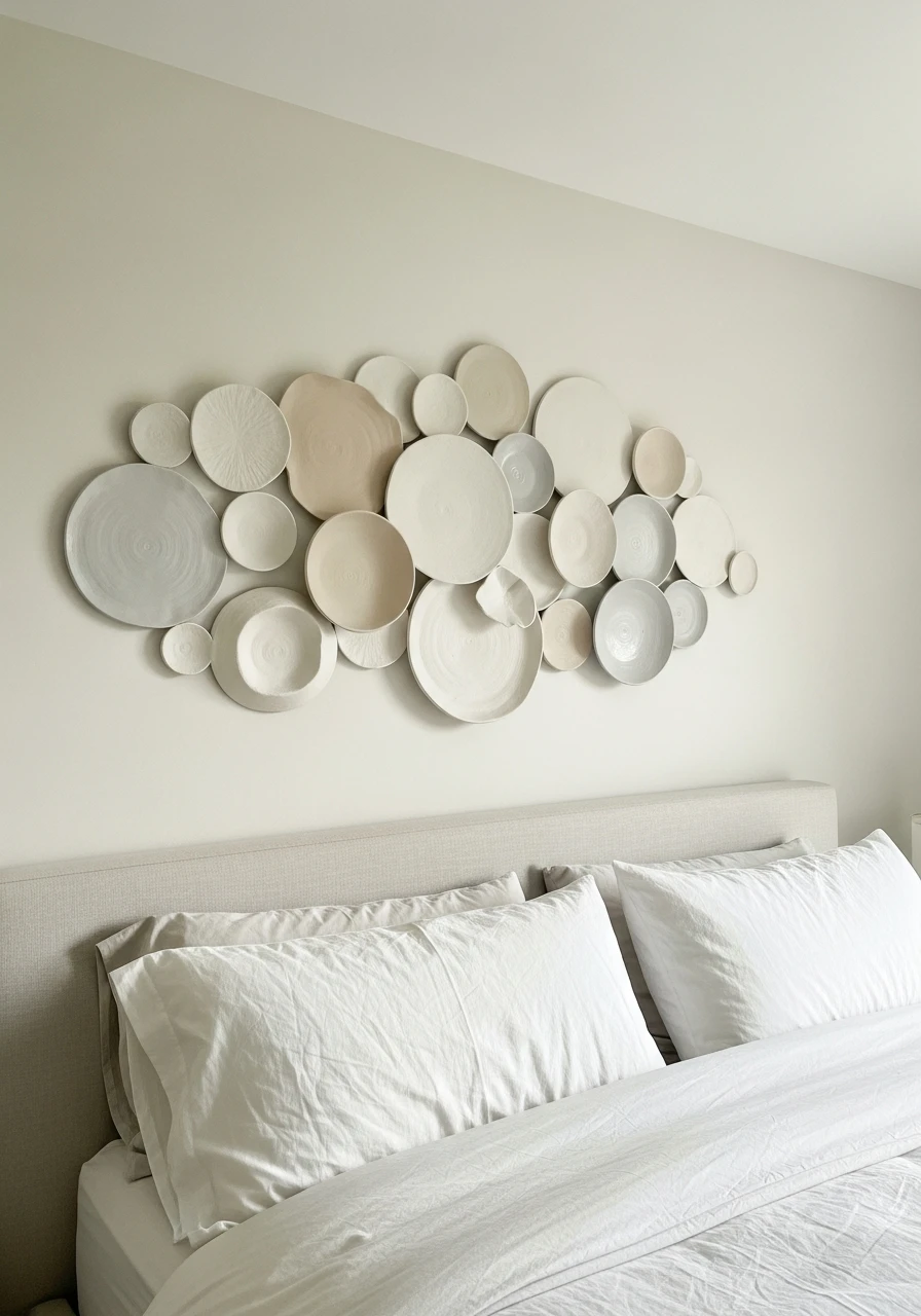 Dimension With Ceramic Pieces - 50 Genius Over the Bed Wall Decor Ideas That Look Expensive