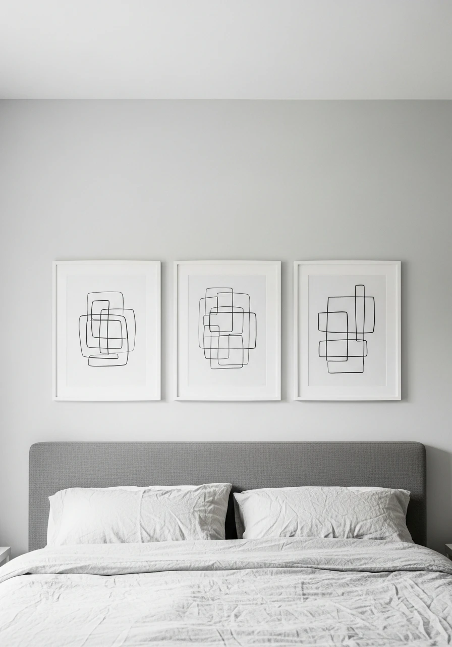 Clean Modern Line Art - 50 Genius Over the Bed Wall Decor Ideas That Look Expensive