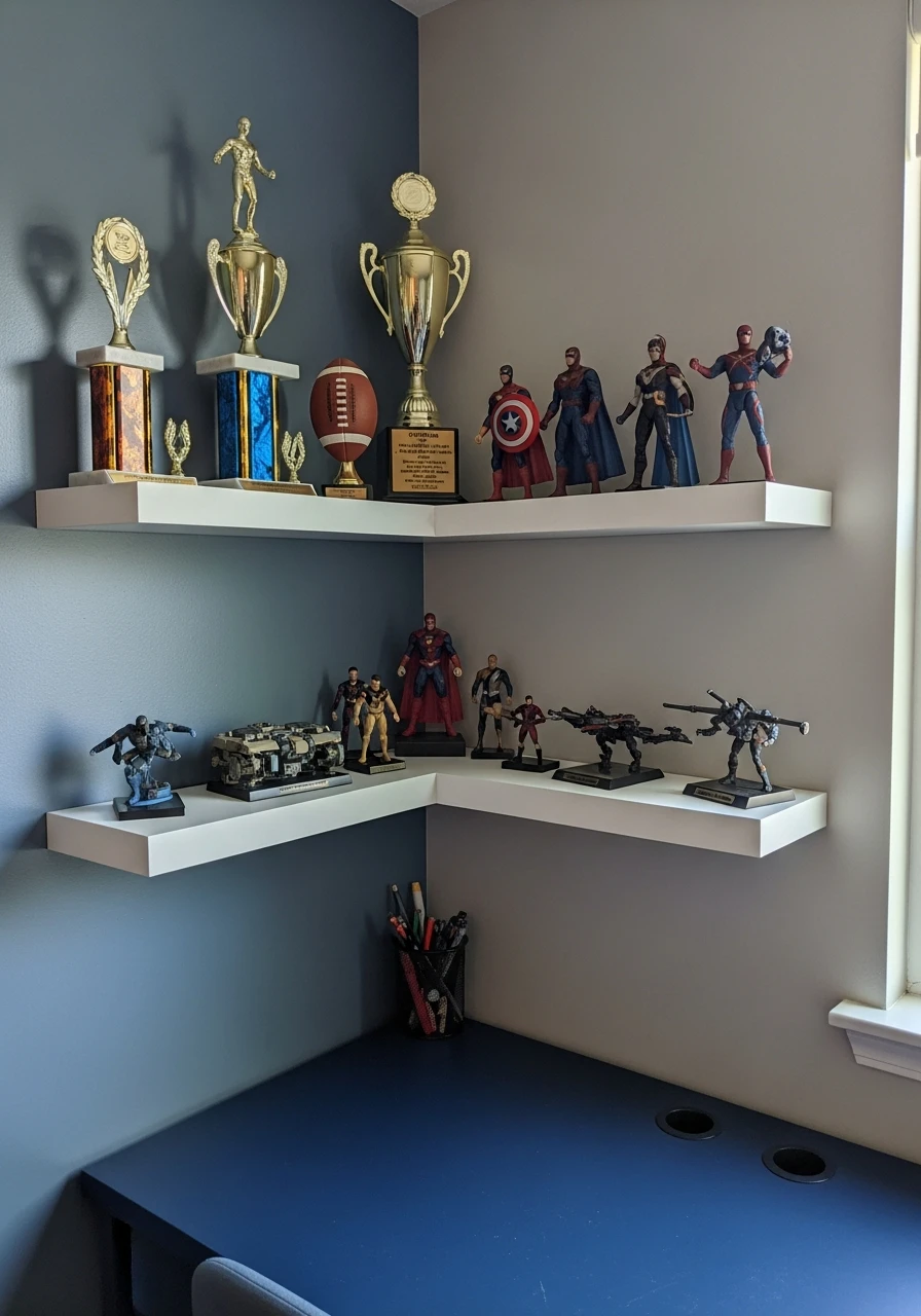 Floating Shelves Display - Preteen boys bedroom ideas