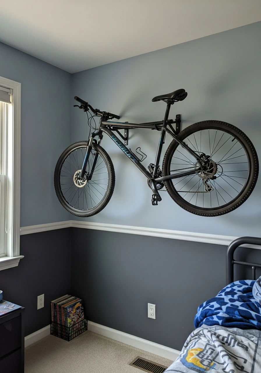 Wall Mounted Bike Rack - Preteen boys bedroom ideas