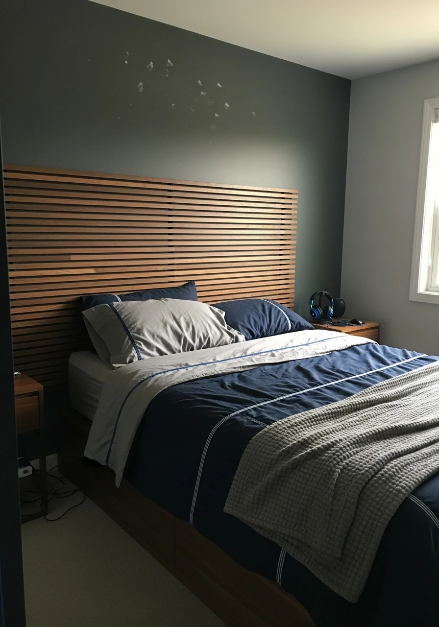 Simple Wood Slat Wall - Preteen boys bedroom ideas