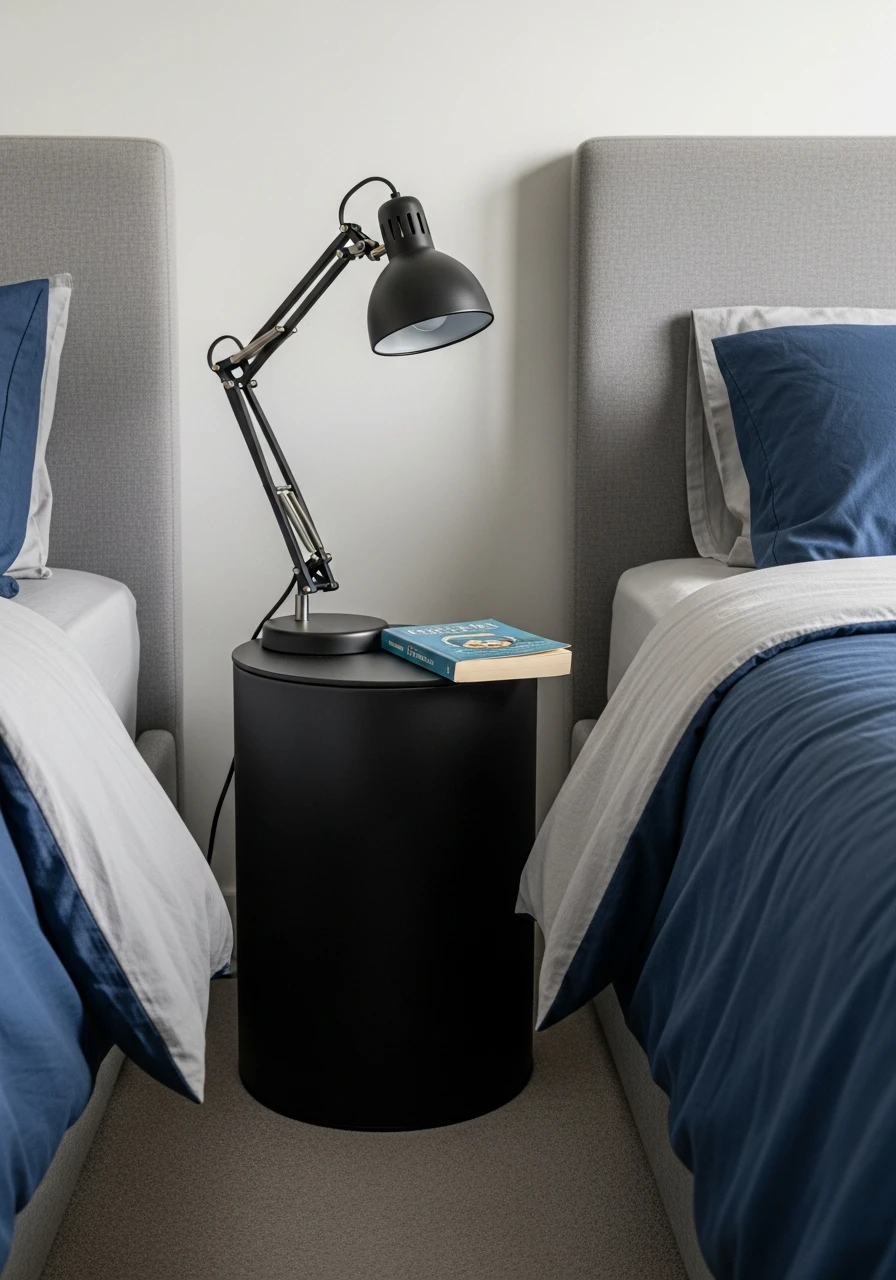 Simple Metal Bedside Table - Preteen boys bedroom ideas