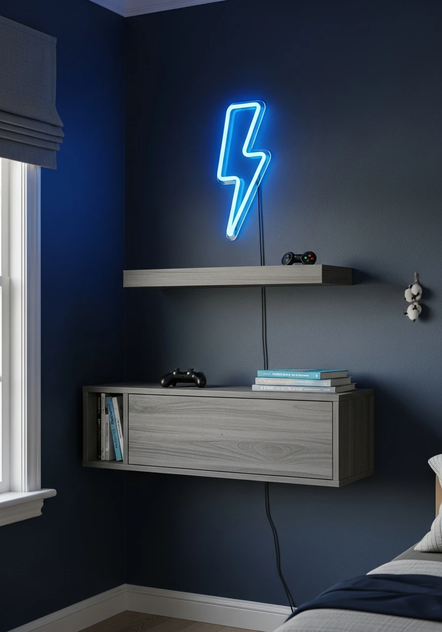 Neon Sign Decor - Preteen boys bedroom ideas