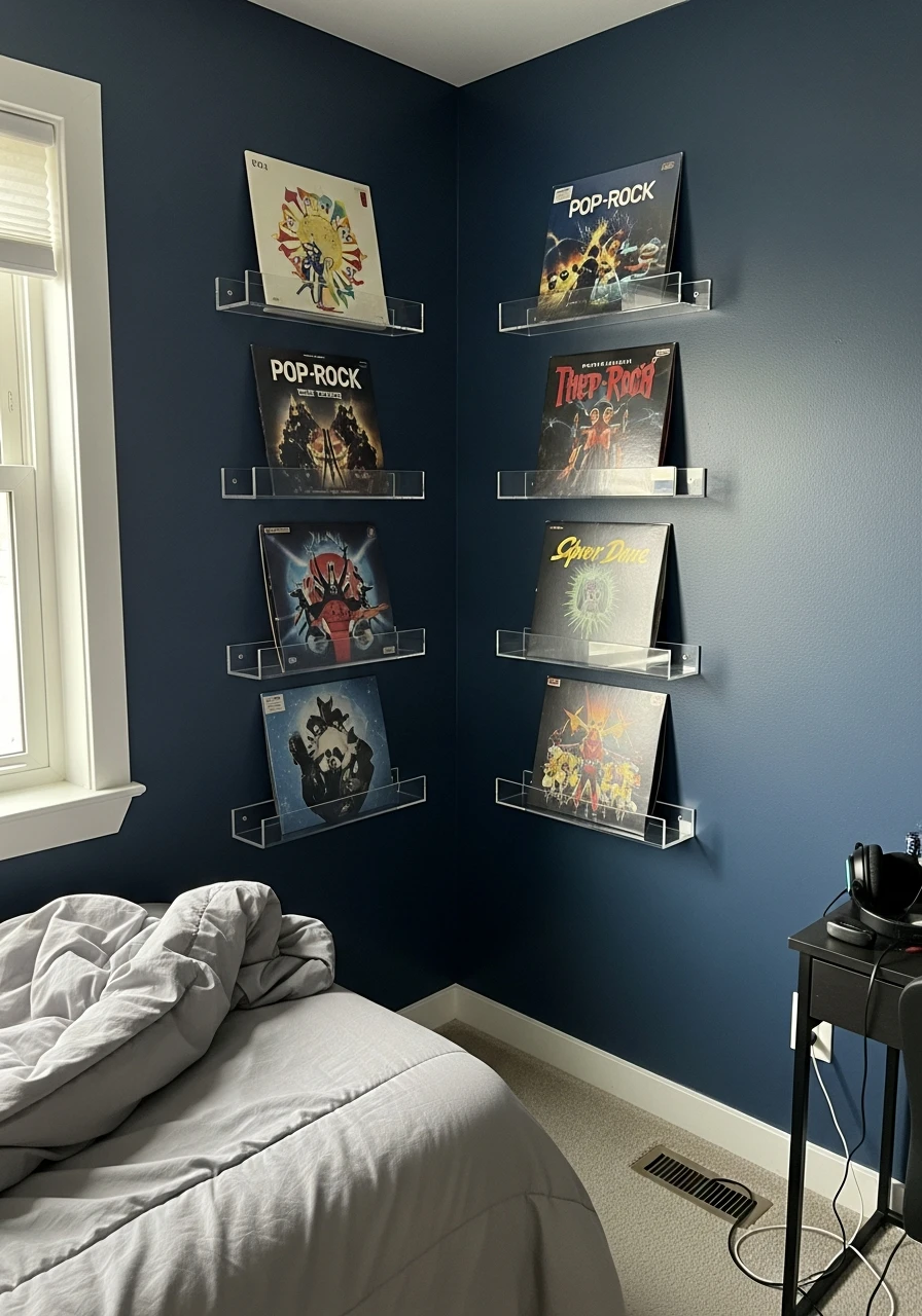 Vinyl Record Display - Preteen boys bedroom ideas