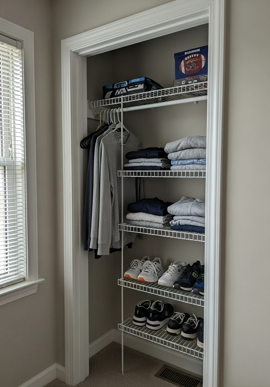 Open Closet Storage - Preteen boys bedroom ideas