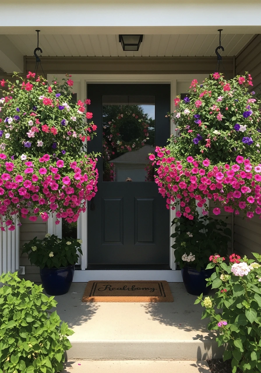 Hanging Basket Charm - 50 Small Front Porch Decorating Ideas That Look Expensive (But Are Totally Budget-Friendly)