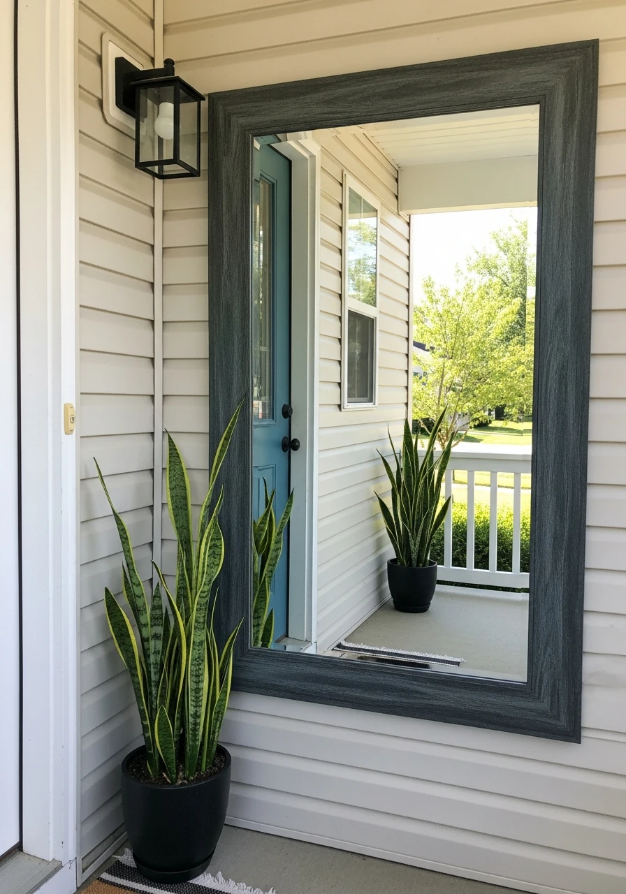 Weatherproof Mirror Trick - 50 Small Front Porch Decorating Ideas That Look Expensive (But Are Totally Budget-Friendly)