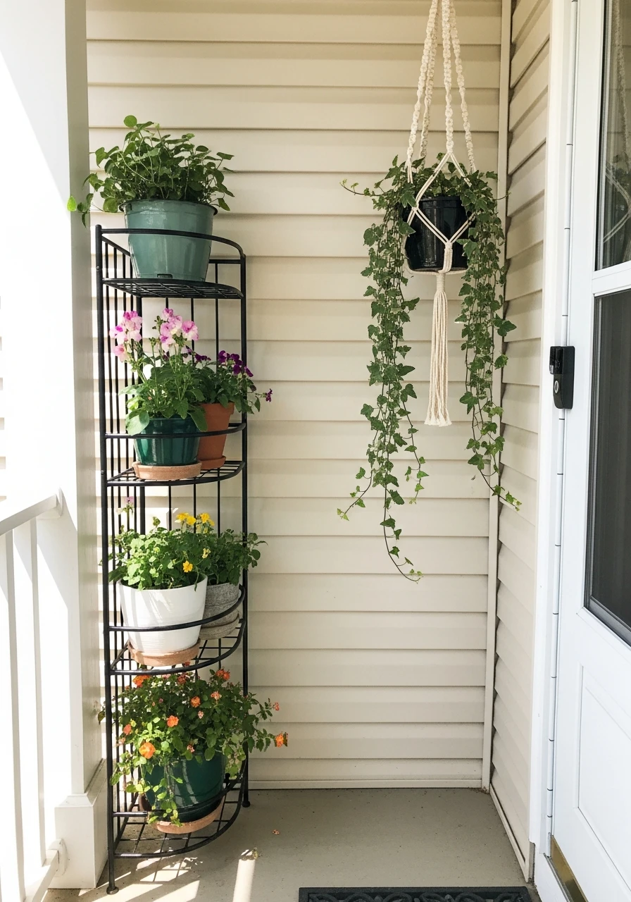 Go Vertical with Planters - 50 Small Front Porch Decorating Ideas That Look Expensive (But Are Totally Budget-Friendly)