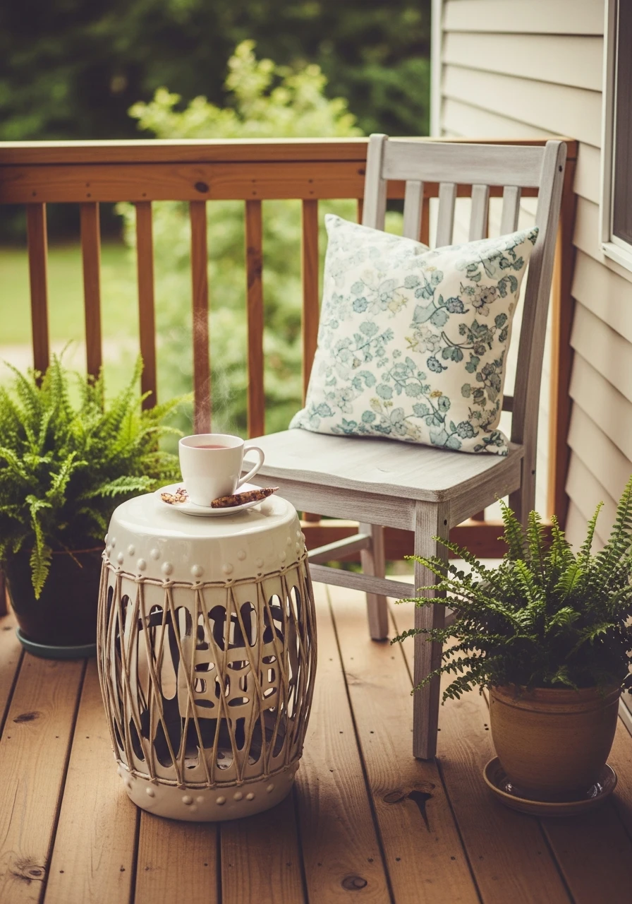 A Small Side Table - 50 Small Front Porch Decorating Ideas That Look Expensive (But Are Totally Budget-Friendly)