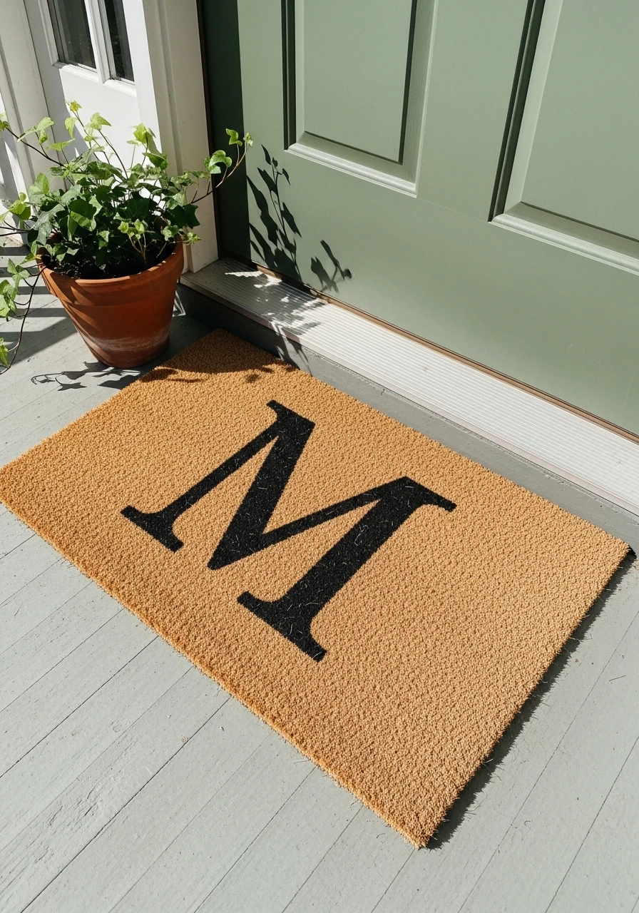 Monogrammed Mat - 50 Small Front Porch Decorating Ideas That Look Expensive (But Are Totally Budget-Friendly)