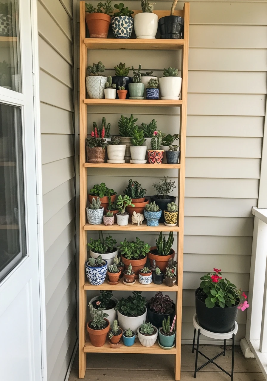 Repurpose Ladder Shelf - 50 Small Front Porch Decorating Ideas That Look Expensive (But Are Totally Budget-Friendly)