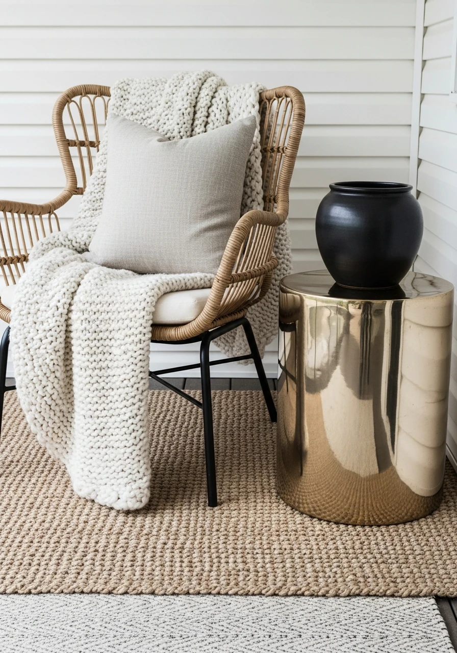 Use Texture Contrast - 50 Small Front Porch Decorating Ideas That Look Expensive (But Are Totally Budget-Friendly)