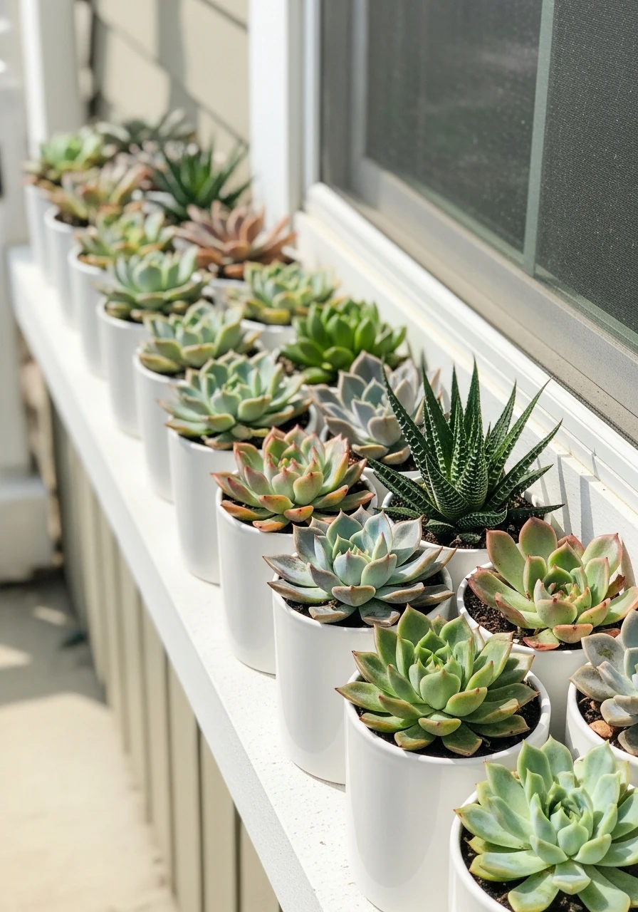 Succulent Garden Display - 50 Small Front Porch Decorating Ideas That Look Expensive (But Are Totally Budget-Friendly)
