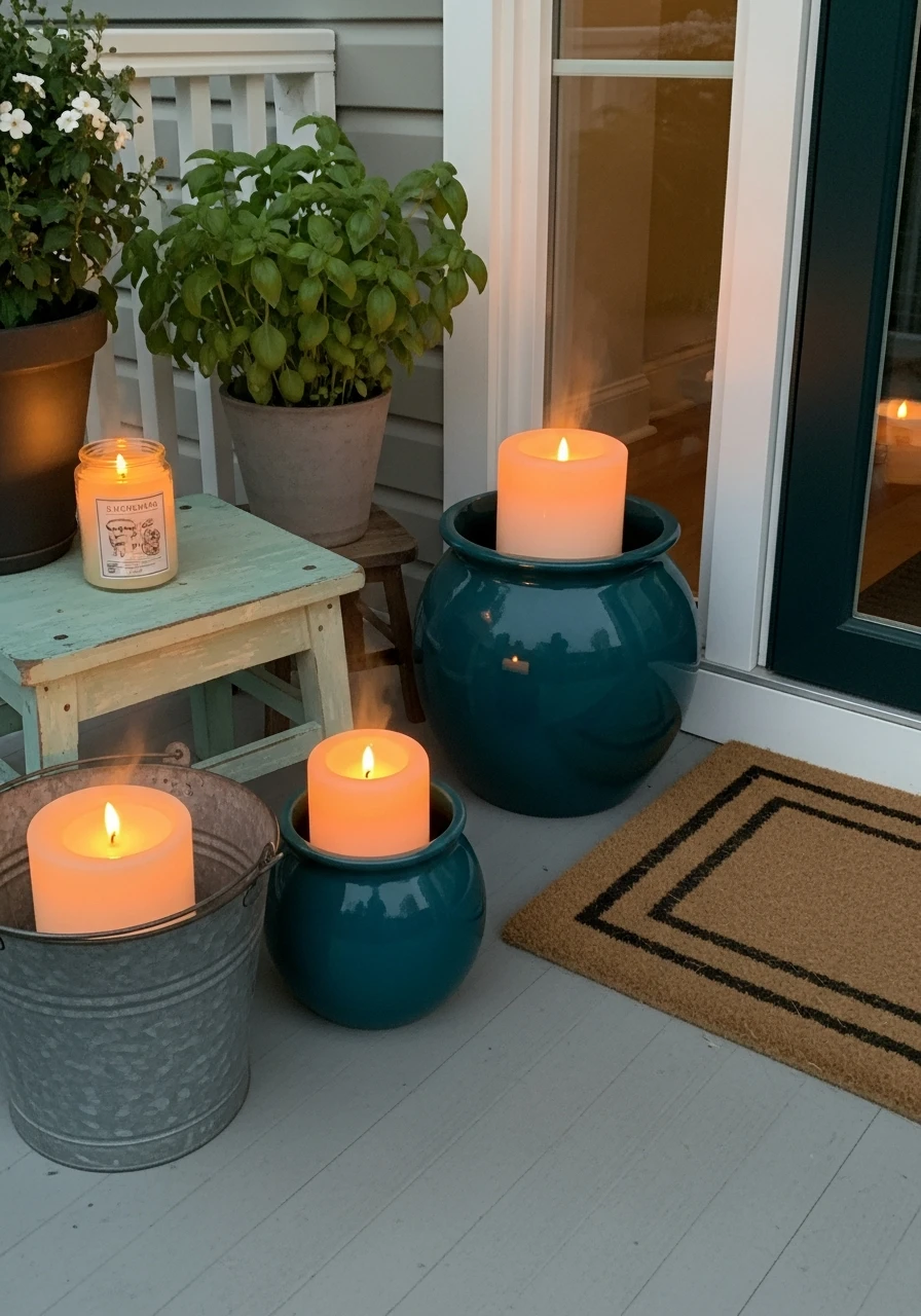Citronella Candle Decor - 50 Small Front Porch Decorating Ideas That Look Expensive (But Are Totally Budget-Friendly)