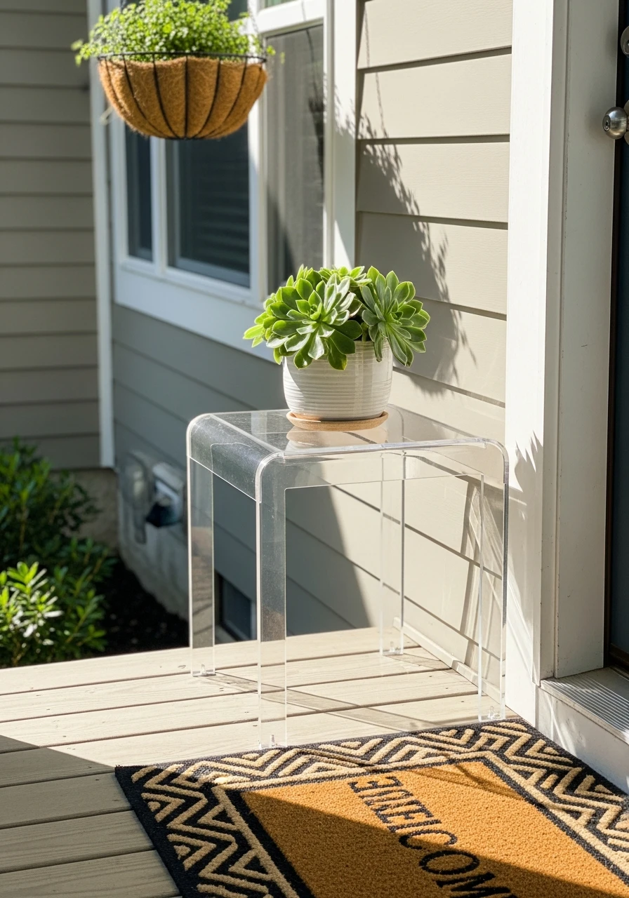 Use Clear Acrylic Items - 50 Small Front Porch Decorating Ideas That Look Expensive (But Are Totally Budget-Friendly)