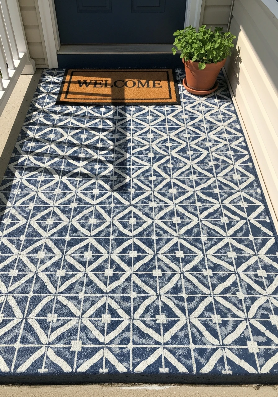 DIY Painted Concrete - 50 Small Front Porch Decorating Ideas That Look Expensive (But Are Totally Budget-Friendly)