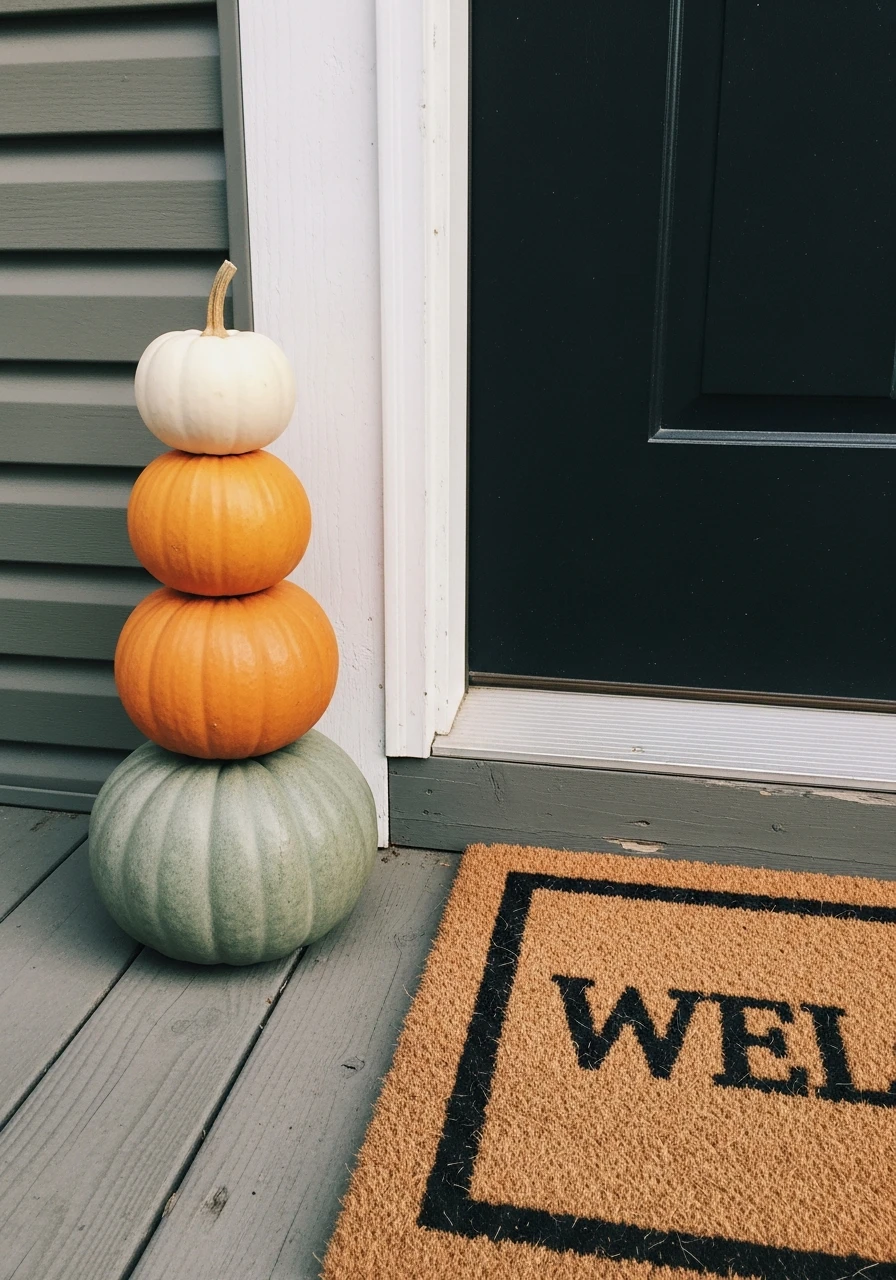 Seasonal Vertical Stacks - 50 Small Front Porch Decorating Ideas That Look Expensive (But Are Totally Budget-Friendly)