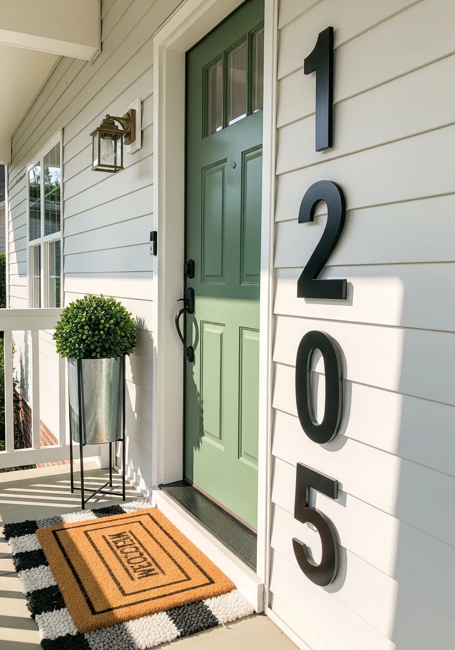 Oversized House Numbers - 50 Small Front Porch Decorating Ideas That Look Expensive (But Are Totally Budget-Friendly)