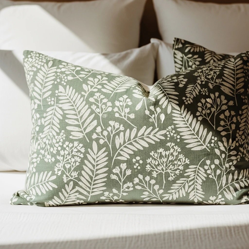 Botanical Pattern Pillow Shams - 50 Easy Spring Bedroom Ideas To Refresh Your Space Now
