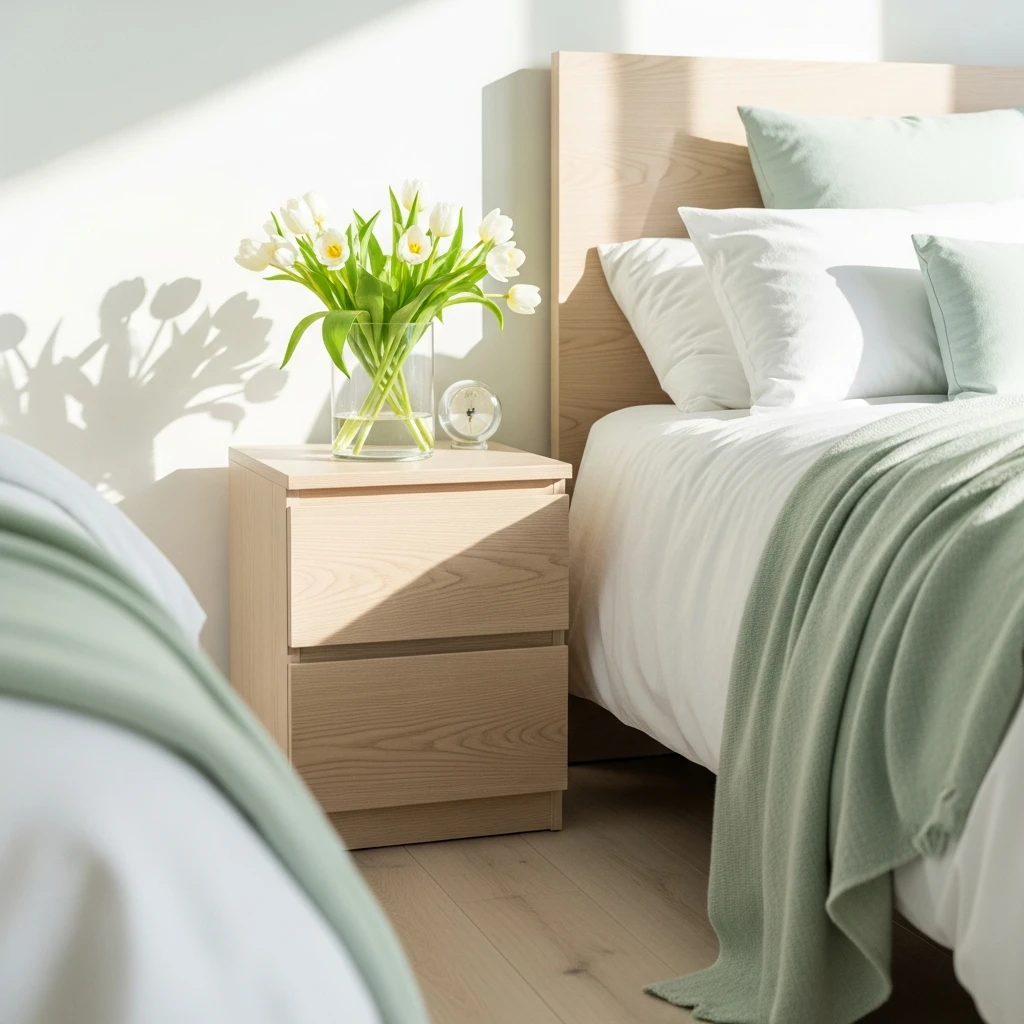 Light Wood Nightstands - 50 Easy Spring Bedroom Ideas To Refresh Your Space Now