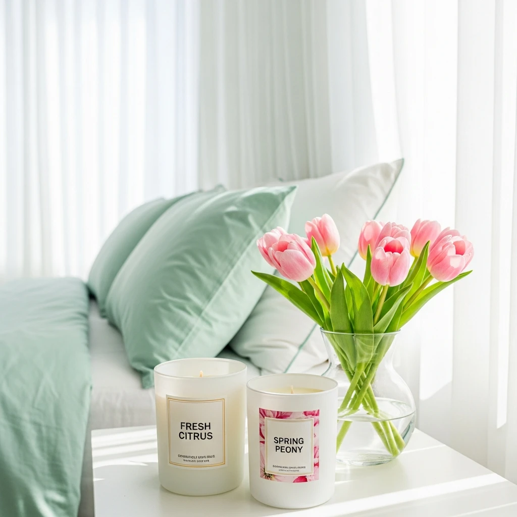 Fresh Scented Candles - 50 Easy Spring Bedroom Ideas To Refresh Your Space Now
