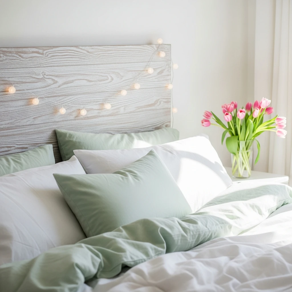 Decorative String Lights - 50 Easy Spring Bedroom Ideas To Refresh Your Space Now
