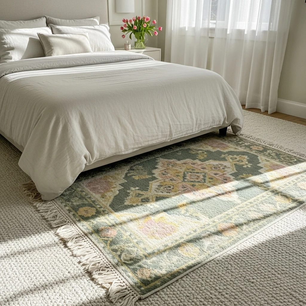 Layered Rugs for Added Texture - 50 Easy Spring Bedroom Ideas To Refresh Your Space Now