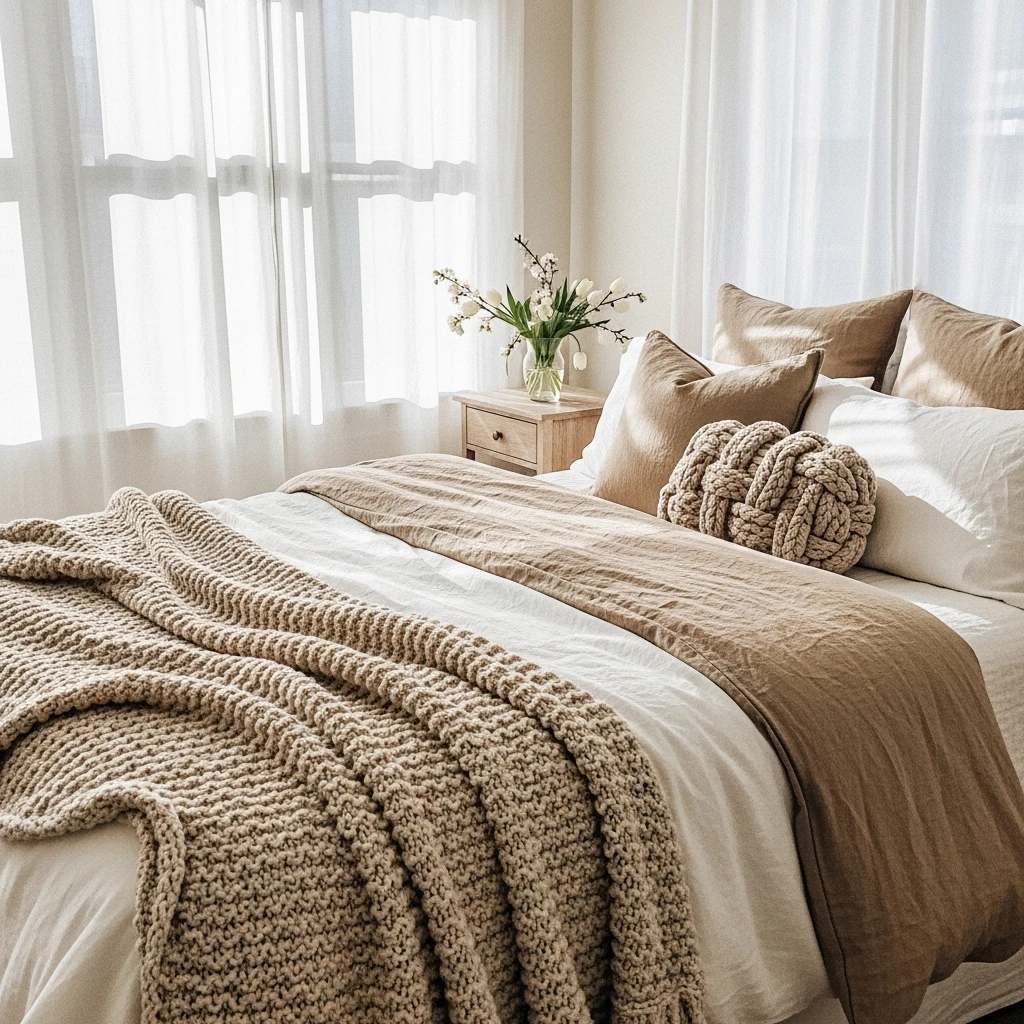 Layered Warm Neutrals - 50 Easy Spring Bedroom Ideas To Refresh Your Space Now
