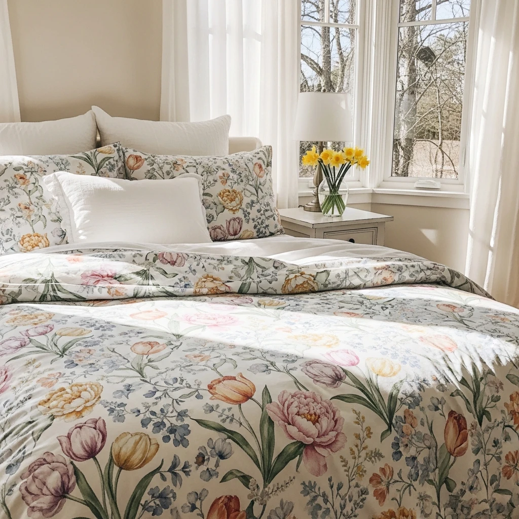 Floral Duvet Covers - 50 Easy Spring Bedroom Ideas To Refresh Your Space Now