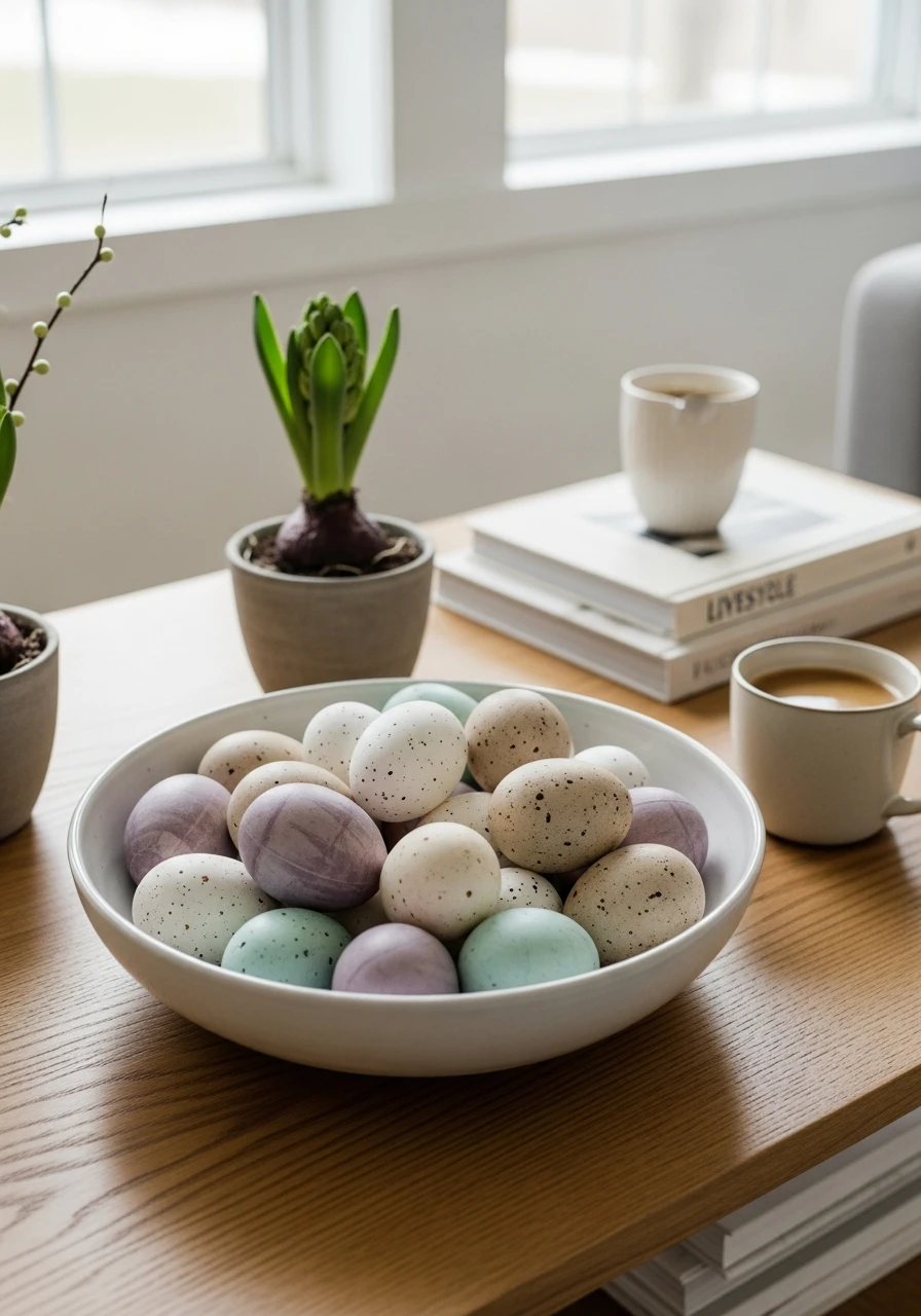 Bowl Of Pastel Eggs - 50 Easy Spring Coffee Table Decor Ideas for a Fresh Look