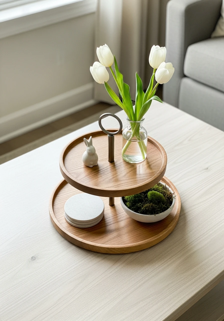 Low Tiered Tray Layers - 50 Easy Spring Coffee Table Decor Ideas for a Fresh Look