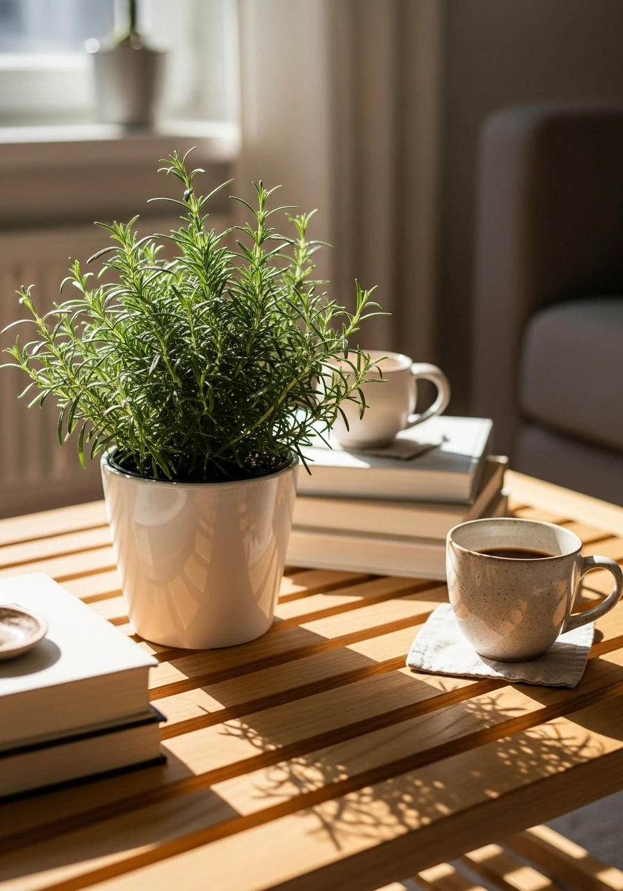 Potted Herb For Freshness - 50 Easy Spring Coffee Table Decor Ideas for a Fresh Look