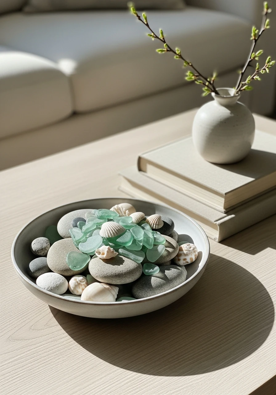 Bowl Of Natural Stones - 50 Easy Spring Coffee Table Decor Ideas for a Fresh Look