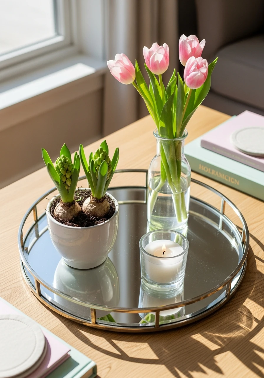 Mirror Tray For Light - 50 Easy Spring Coffee Table Decor Ideas for a Fresh Look