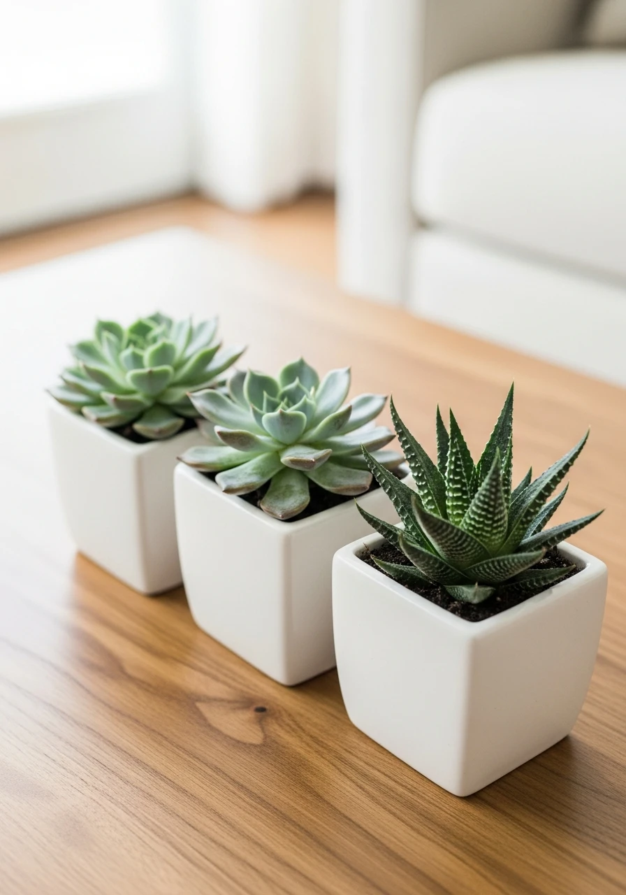 Group Small Succulents - 50 Easy Spring Coffee Table Decor Ideas for a Fresh Look