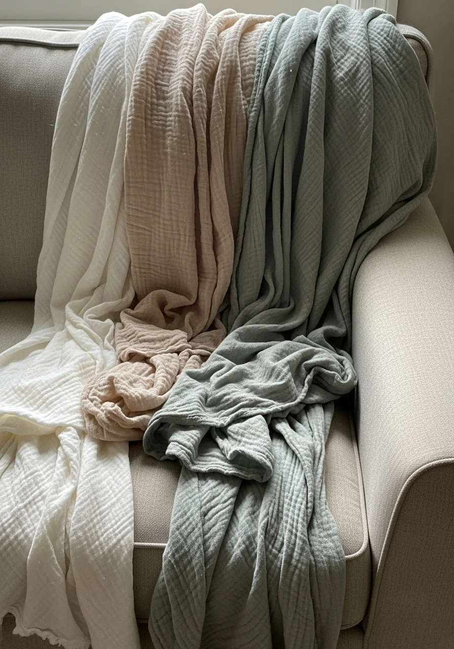 Lightweight Linen Throws - 50 Spring Living Room Decor Ideas