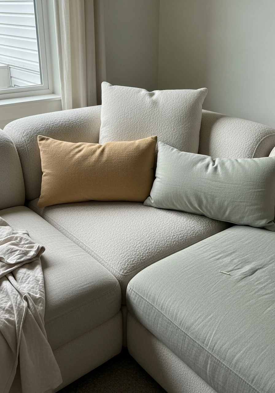 Curved and Soft Cushions - 50 Spring Living Room Decor Ideas