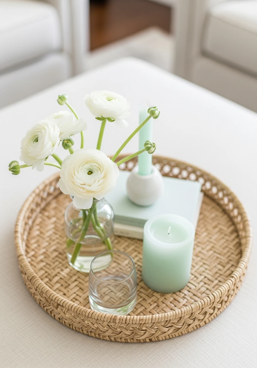Spring Coffee Table Tray - 50 Spring Living Room Decor Ideas