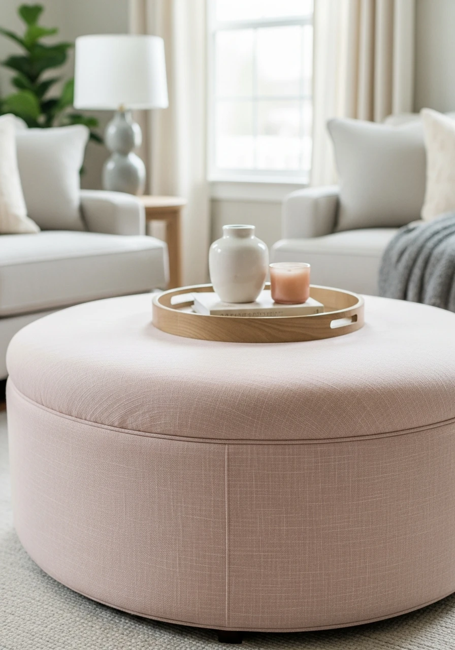 Seasonal Ottoman Fabric - 50 Spring Living Room Decor Ideas