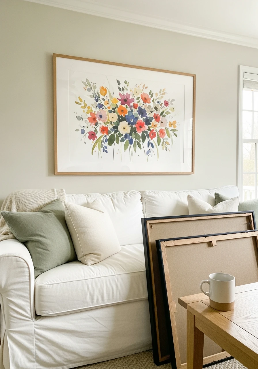 Seasonal Art Swap - 50 Spring Living Room Decor Ideas