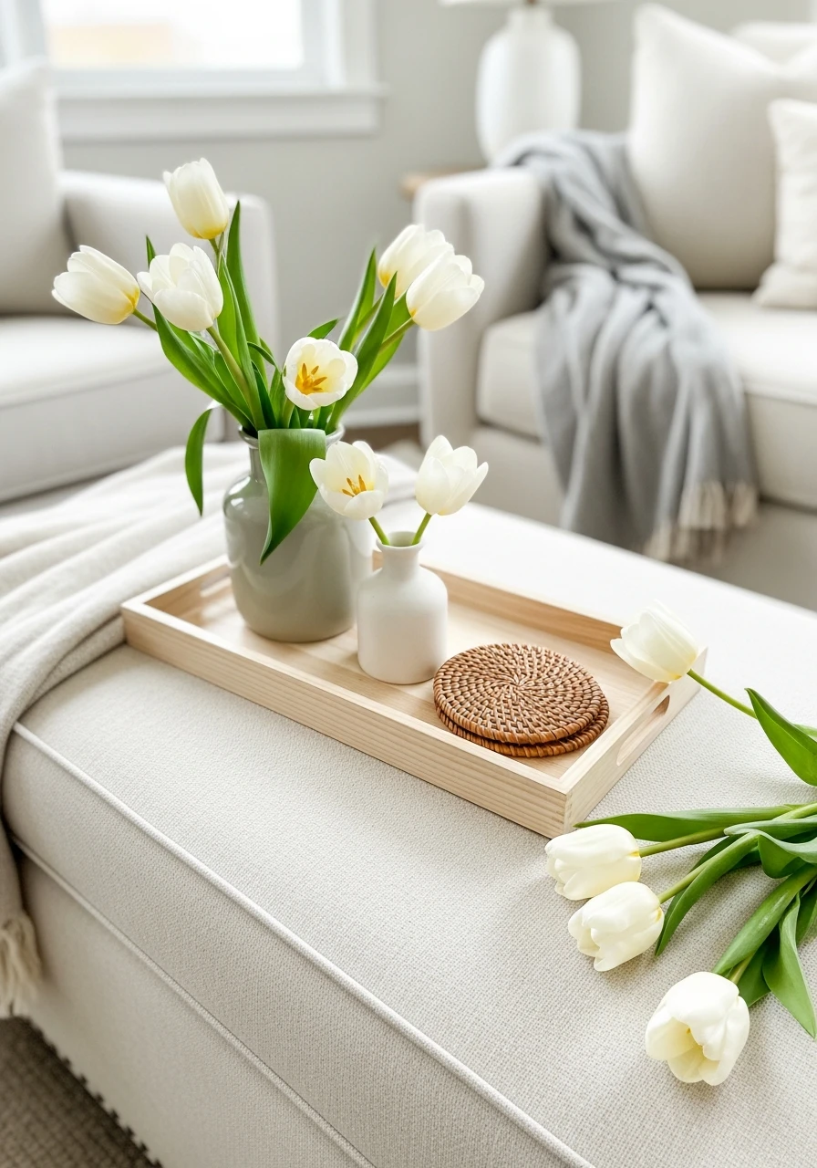 Lightweight Decorative Trays - 50 Spring Living Room Decor Ideas